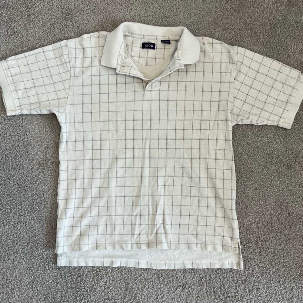 Izod Cream Polo with Grid